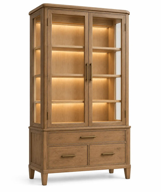 Vitrina de almacenamiento con cajones, marrón