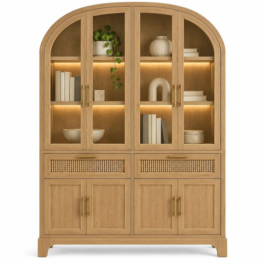Vitrina de almacenamiento con formas arqueadas, marrón